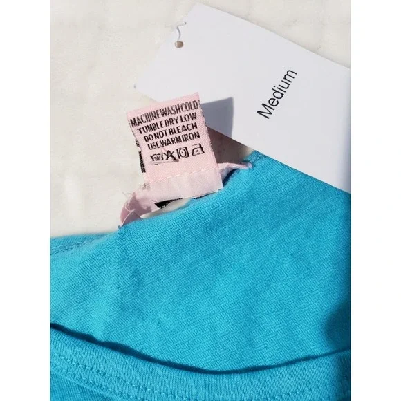 Blush Novelty Tank Top Women's Medium Teal Blue I Heart‎ My Bed Graphic Print - Picture 6 of 8